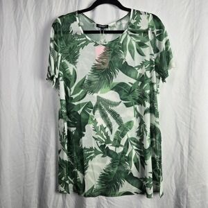Lienridy Swim Cover‎ Up Shirt Palm Print Women's Medium Beach Resort Cruise